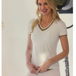 Bluefish, Elegant tee, size L, color white and gold